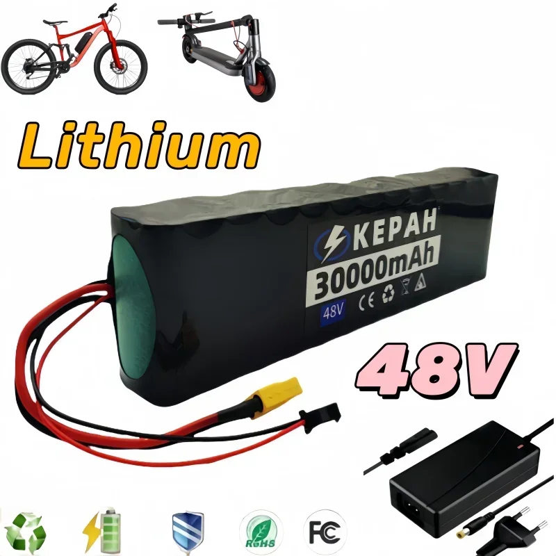 Brand new 13S2P 48V battery 30.0Ah 18650 lithium-ion pack 54.6V 750W BMS suitable for electric scooters and bicycles