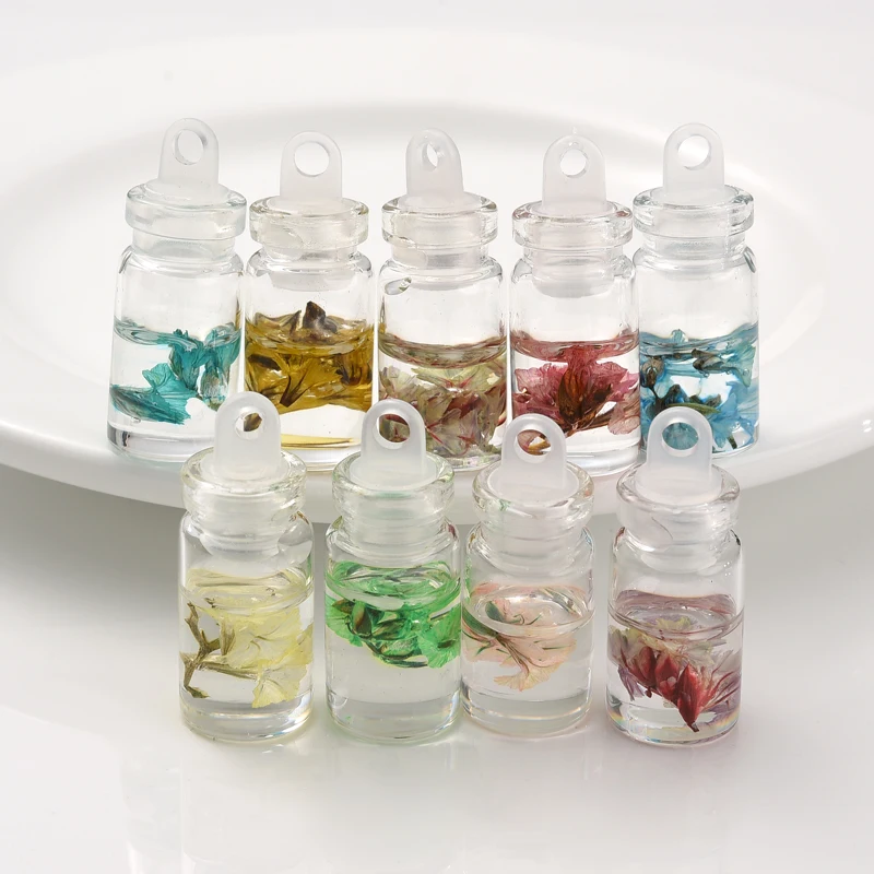 10 шт., стеклянные подвески в виде бутылки, 11 х28 мм