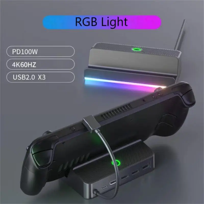 

2023 5-in-1 Hub 1pc Steam Deck Steam Deck Docking Station Aluminum Rgb New Abs Deck Docking Station 660 Mesh Edition Stand