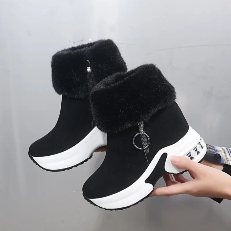 

Ladies Winter Warm Rabbit Fur Sports Shoes Thick-soled Snow Ankle Boots Women's Casual Shoes Ladies Ankle Boots 2021 New