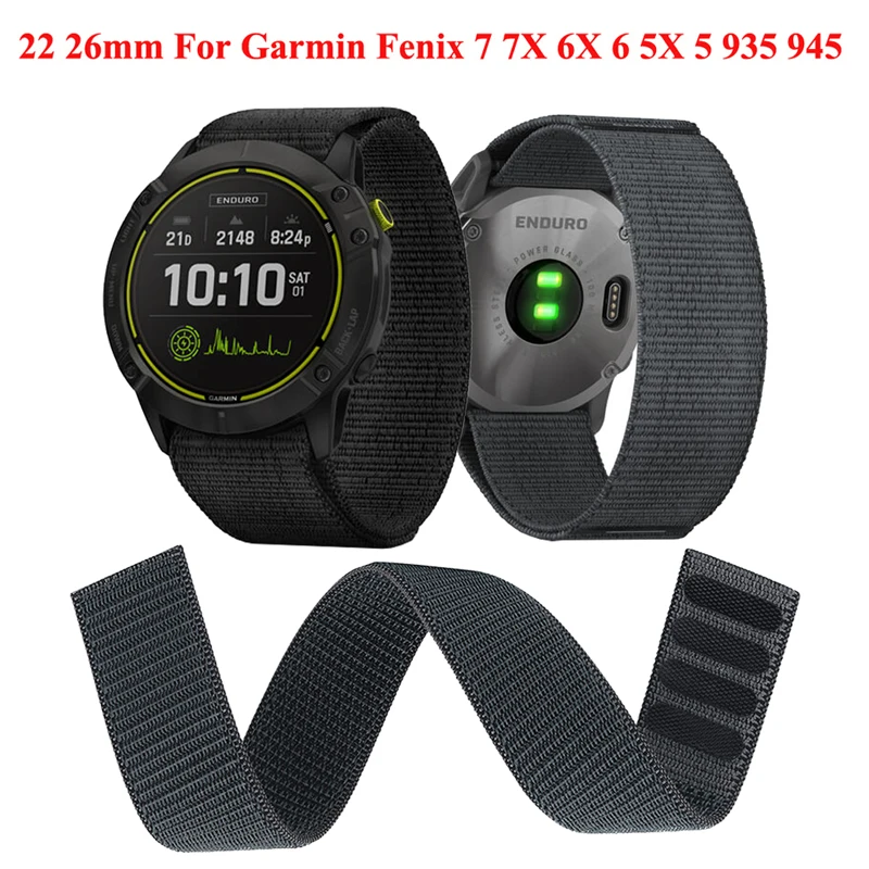 

22mm 26mm Loop Nylon Strap For Garmin Enduro Watchband Fenix 6X 6 Pro 5X /Fenix 7X/Fenix 7/Fenix 7S 6S/Forerunner 945 Wirstbands