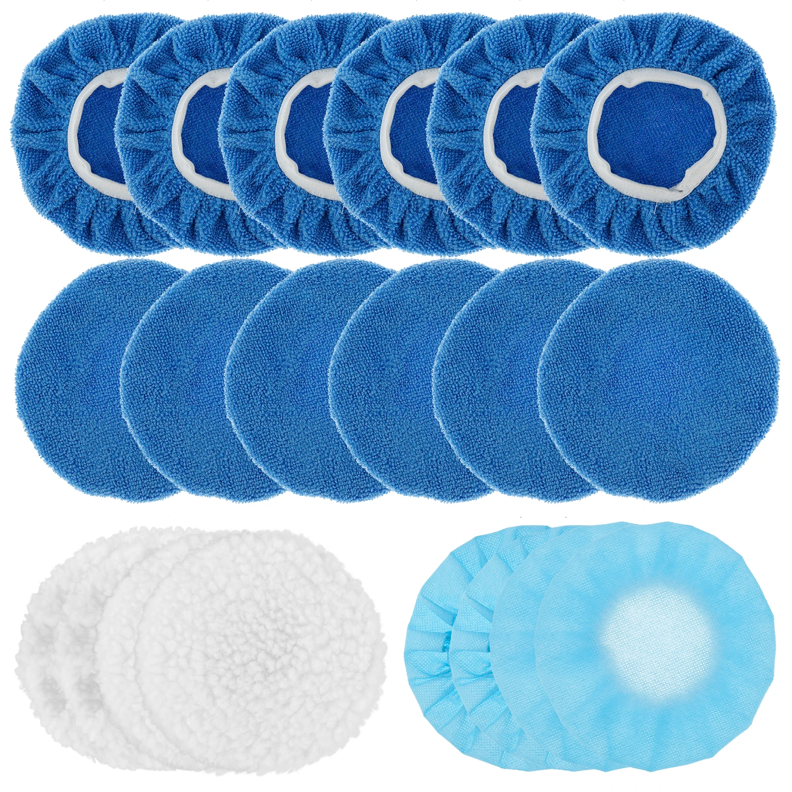 

new 20Pcs Car Buffer Polisher Pad Soft Microfiber Polishing Bonnets 5-6inch Car Orbital Waxing Cover Kit Durable Auto Waxer Pad