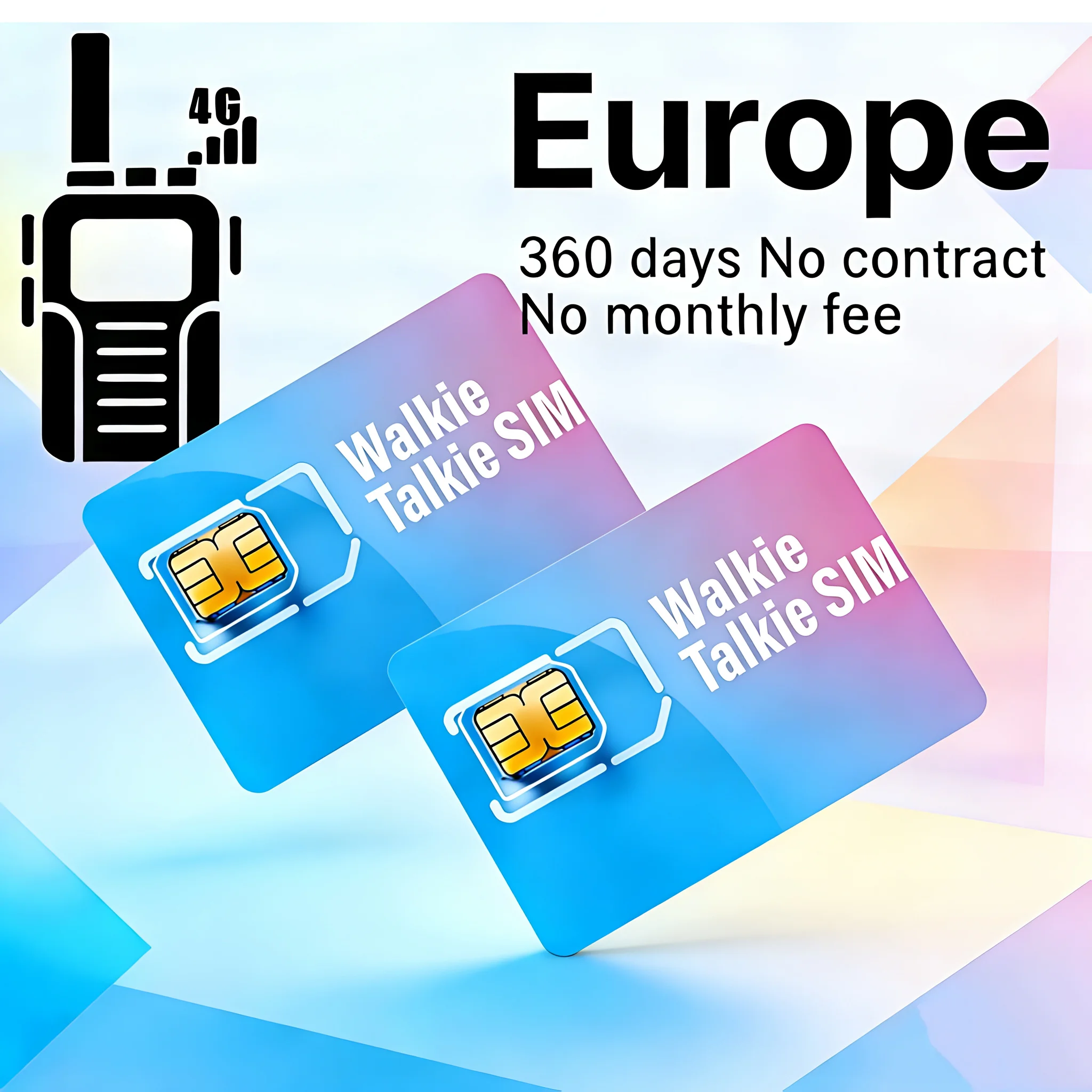 Фото Европейская SIM-карта 4G LTE Global PTT для раций – без контракта, 1 ГБ/360 дней, 3-в-1 SIM для PTT-радио K500 и т.д. №3