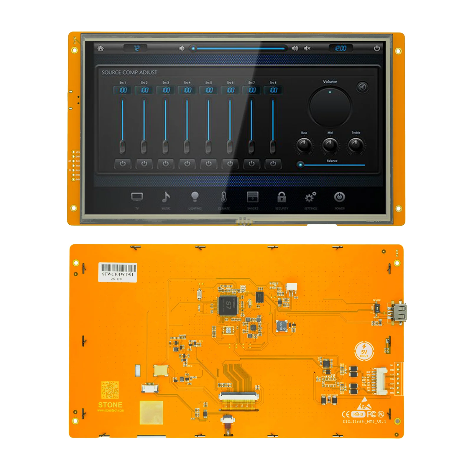 10.1 Inch Intelligent LCD Touchscreen Support for Traffic-new Energy Project with 20,000 Hours Backlight Life