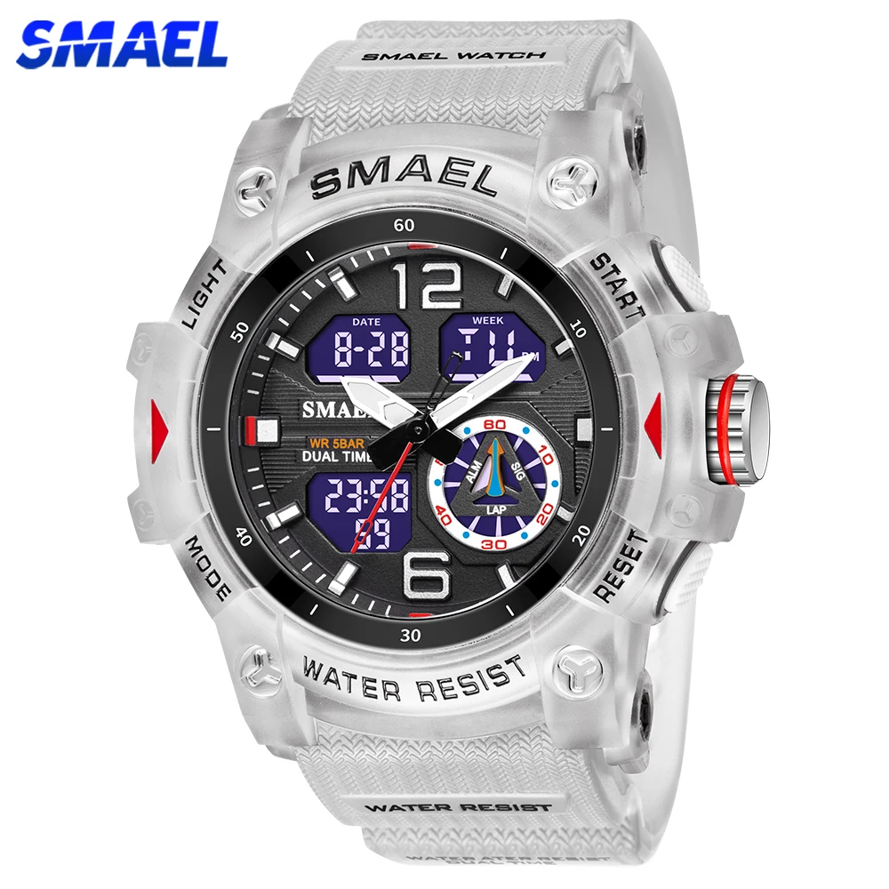 

SMAEL Sports Men's Watches Top Brand Luxury Military Alarm Quartz Watch Men Waterproof Digital Dual Time Display Clock For Male
