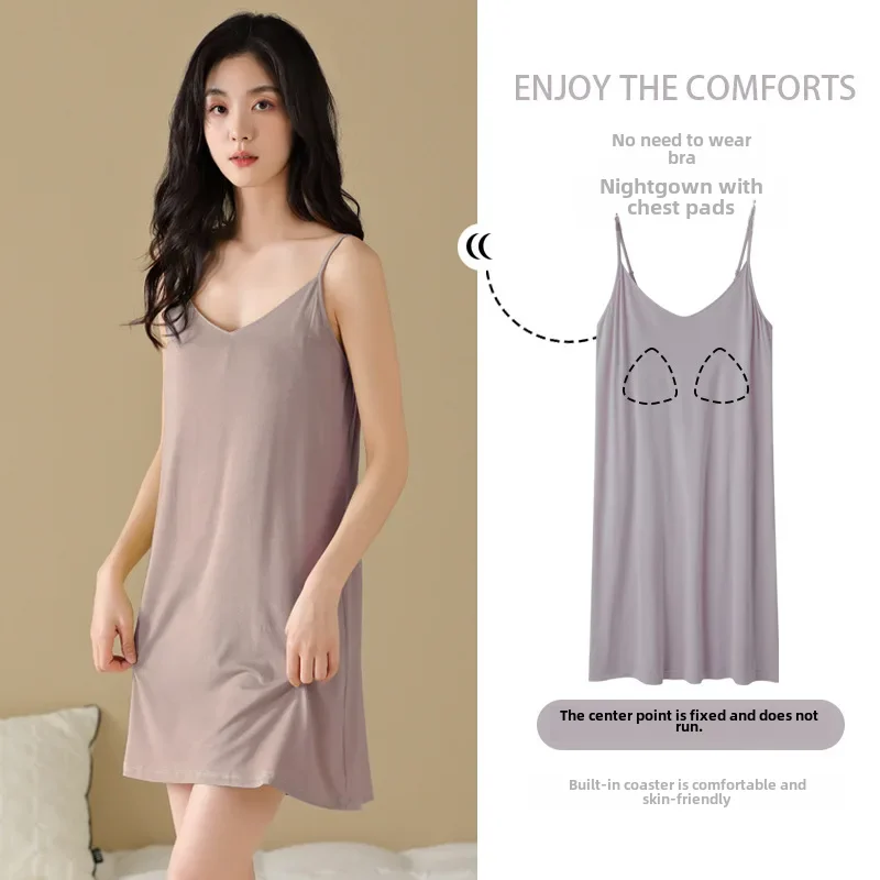 Женская одежда для сна из модала и хлопка новинка 2024 летний топ без рукавов