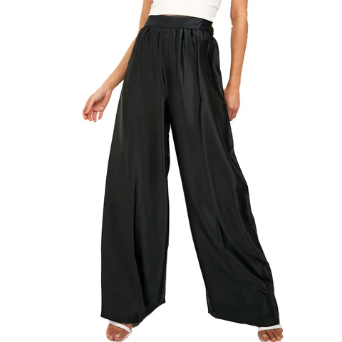 Весенние модные новые женские прямые брюки Vangull с высокой талией, тонкие однотонные широкие свободные классические женские брюки с эластичным поясом