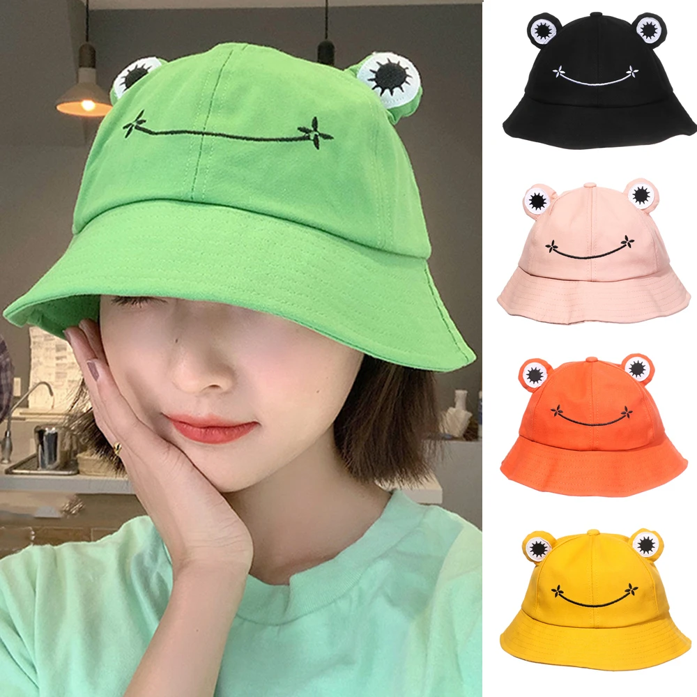 

Soft Outdoor Vacation Fashion Gifts Cartoon Cap Frog Bucket Hats Sun Hat Fishing Cap