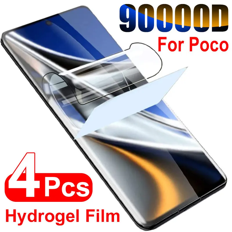 

Гидрогелевая пленка для Xiaomi Poco X3 X4 Pro Poco F3 F4 GT F2 X3 Nft M4 M3 M2 Pro, Защитная пленка для экрана, не стекло, 4 шт.