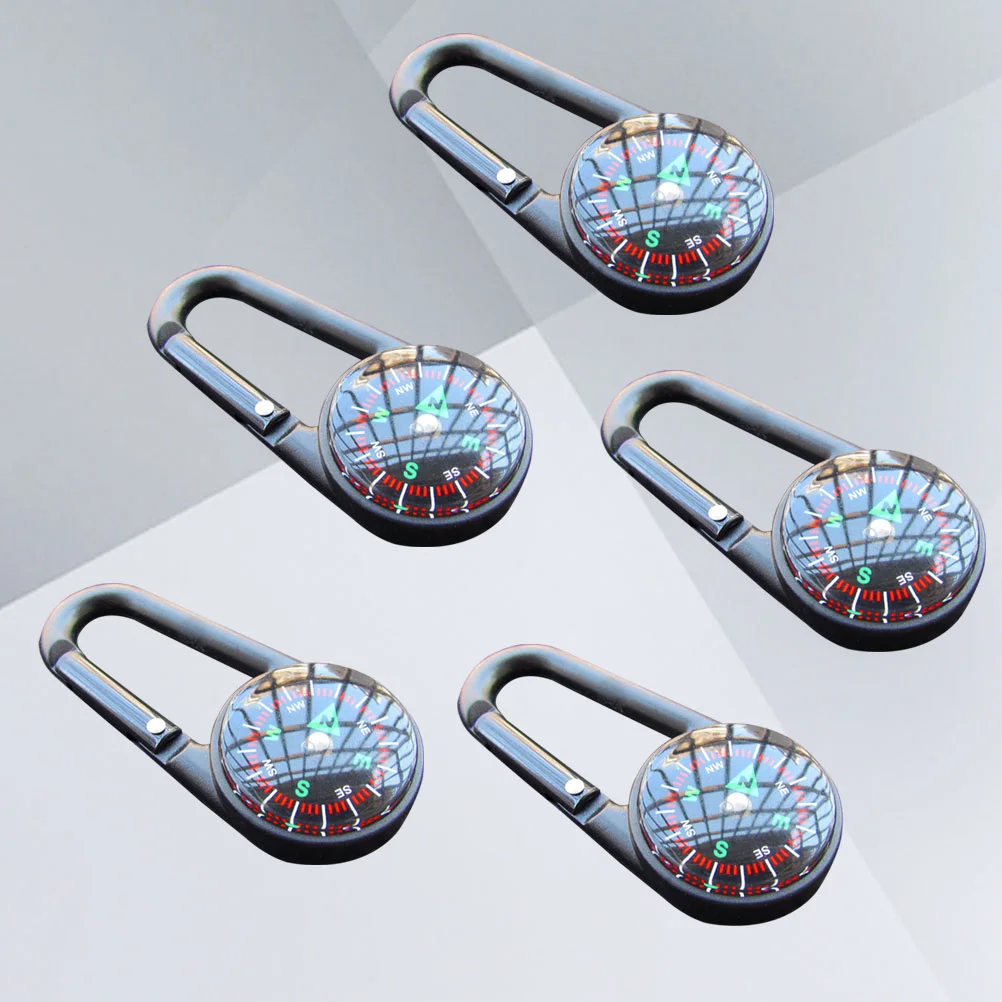 

5pcs Plastic Mini Compass Outdoor Camping Hiking Travel Carabiner Children's Compass Small Gift ABS Compass Keychain Bottle