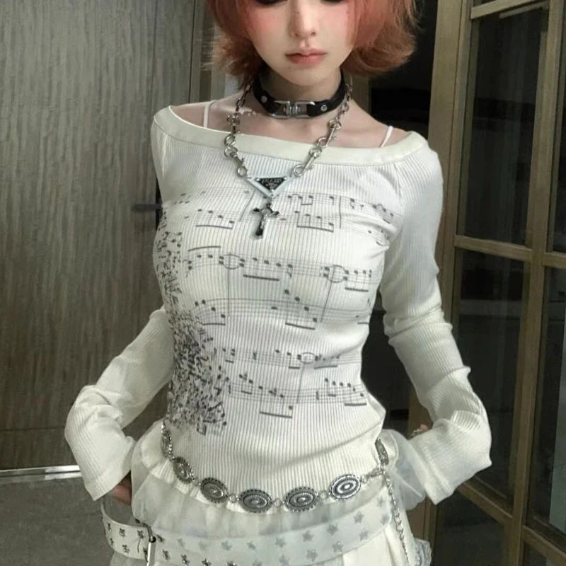 Футболка женская в стиле Харадзюку с длинным рукавом