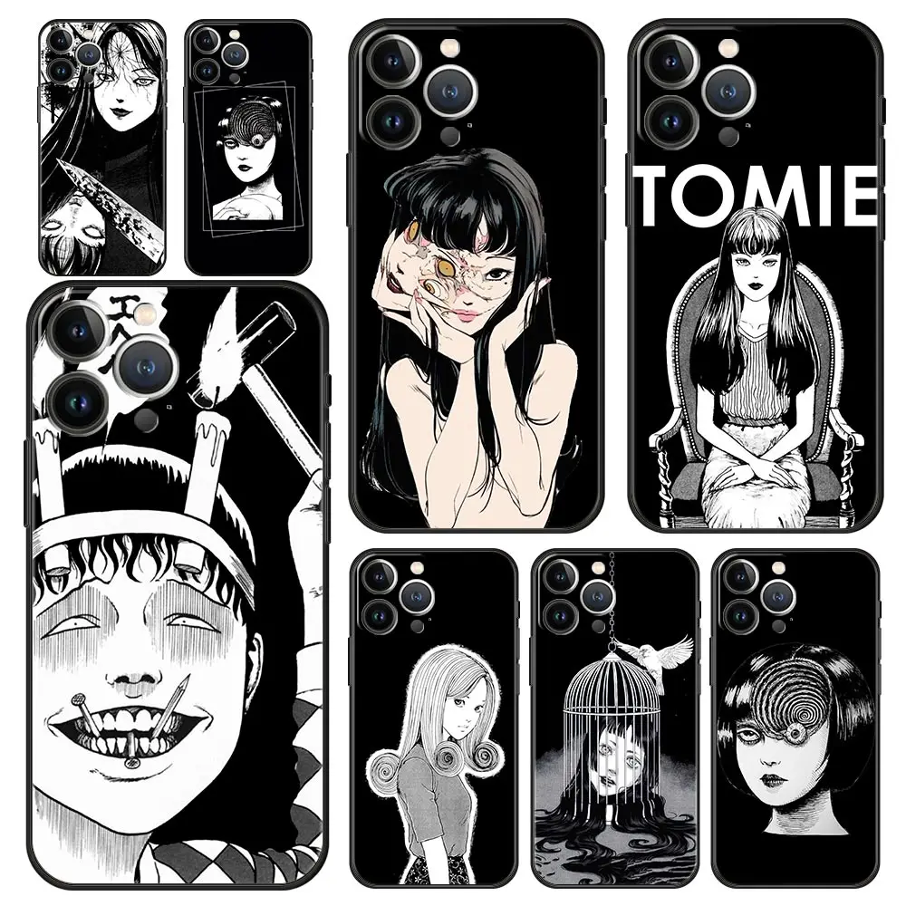 

Luxury Phone Case For iPhone 14 11 Pro Max 13 12 mini XS X XR SE3 7 8 Plus Soft Junji Ito Terror Horror Tomie Anime Cover Funda