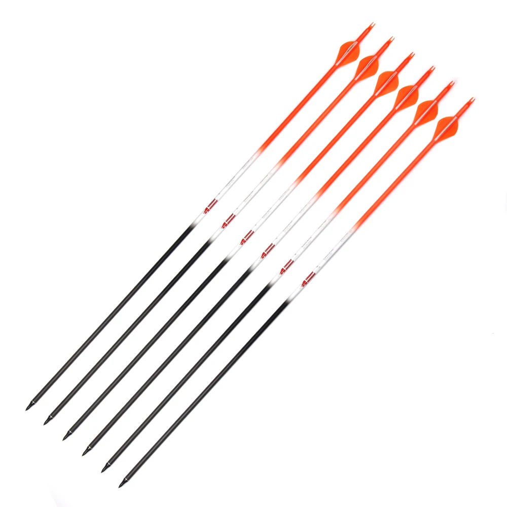 Linkboy Archery Carbon Arrows 12PCS ID6.2mm Spine 400 30/32inch 2