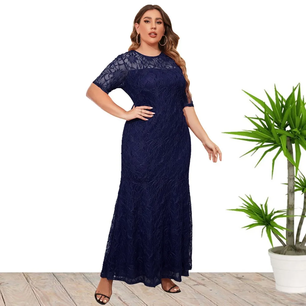 2023 New Hot Sale European And American Style Plus Size Lace Evening Party Dress For Women