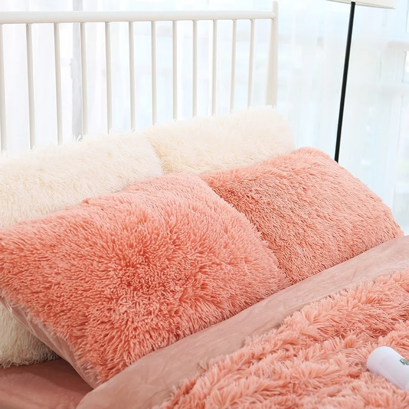 

1/2pcs Cozy Fluffy Plush Pillowcase Soft Long Shaggy Faux Fur Pillow Cover Throw Cushion Protect Cover Pillowcases Winter Warm