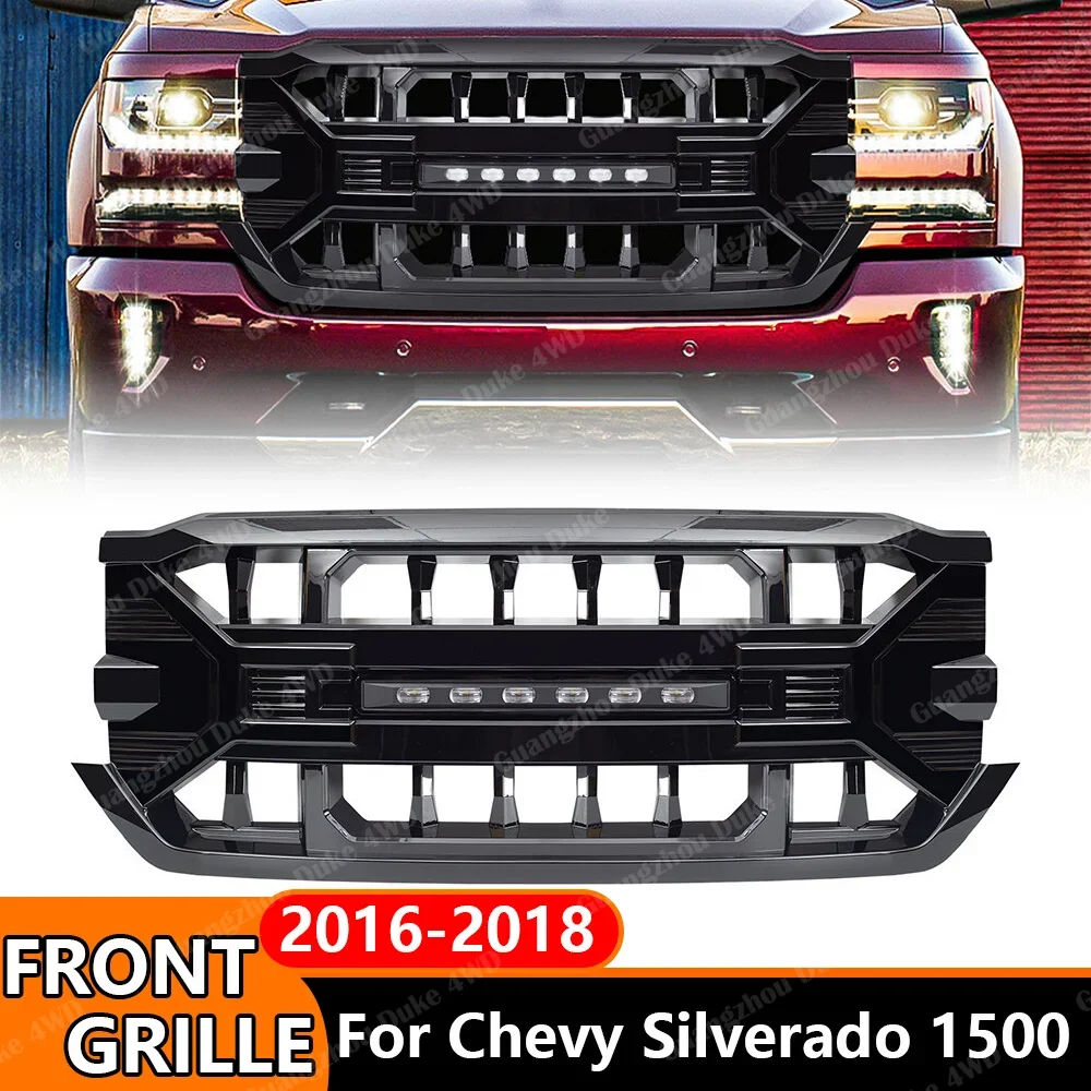 Фото Для Chevrolet Silverado 1500 2016-2018: передняя решетка в стиле Tomahawk, гоночная решетка, сетчатая решетка для бездорожья, аксессуары для замены. №1