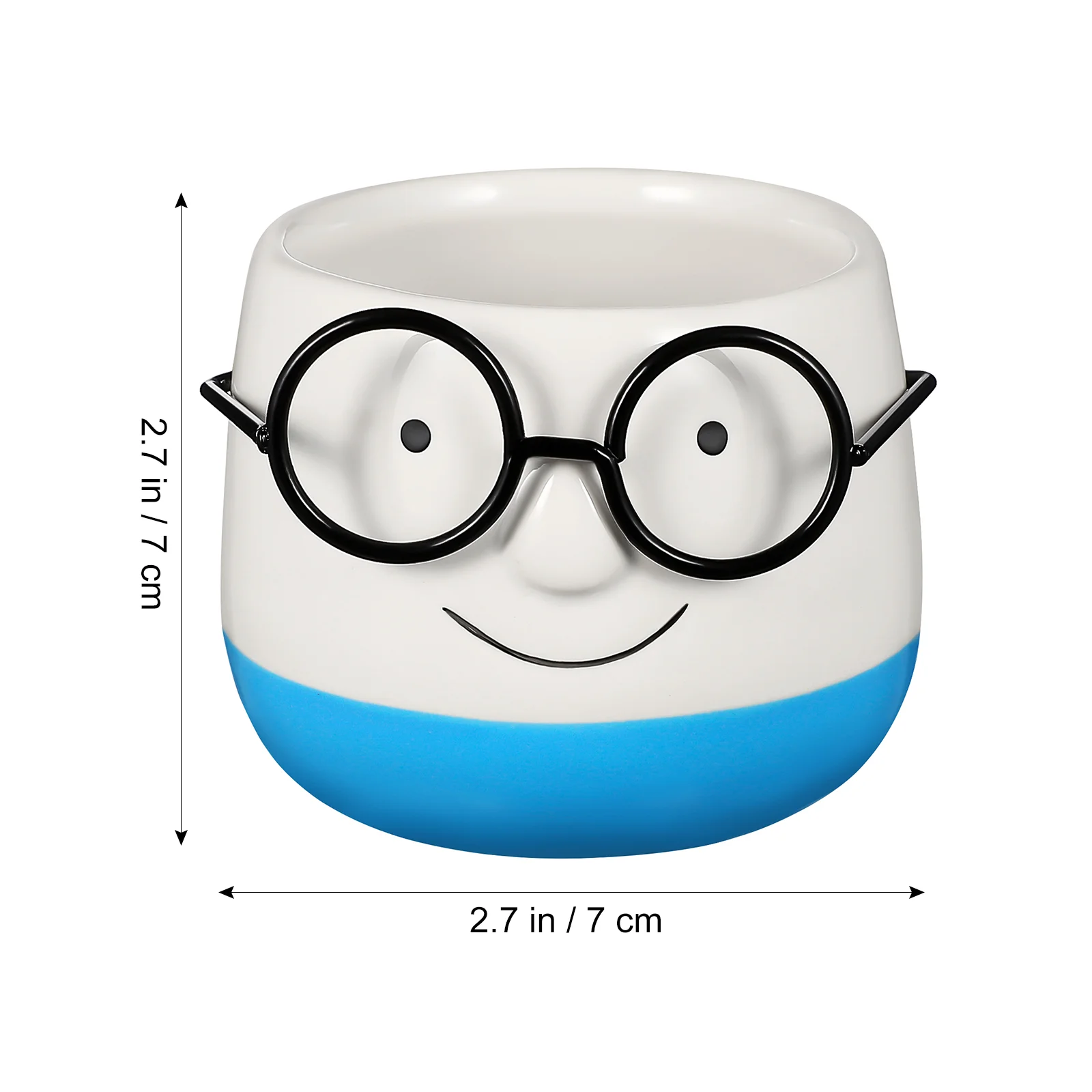 Уникальный цветочный горшок для офиса маленькая кашпо лица с декором в очках