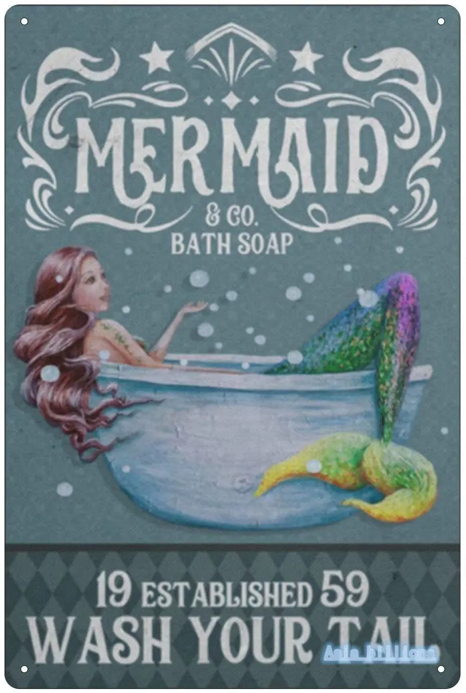 

Art Funny Mermaid Bath Wall Metal Tin Sign for Beer Coffee Corner Farmhouse Bar Clubhouse Home Farmhouse Wall Decoration
