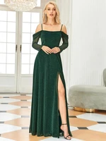 elegant evening dresses tulle off suspenders shoulders split straight ever pretty 2022 bridesmaid dress cocktail party prom dres