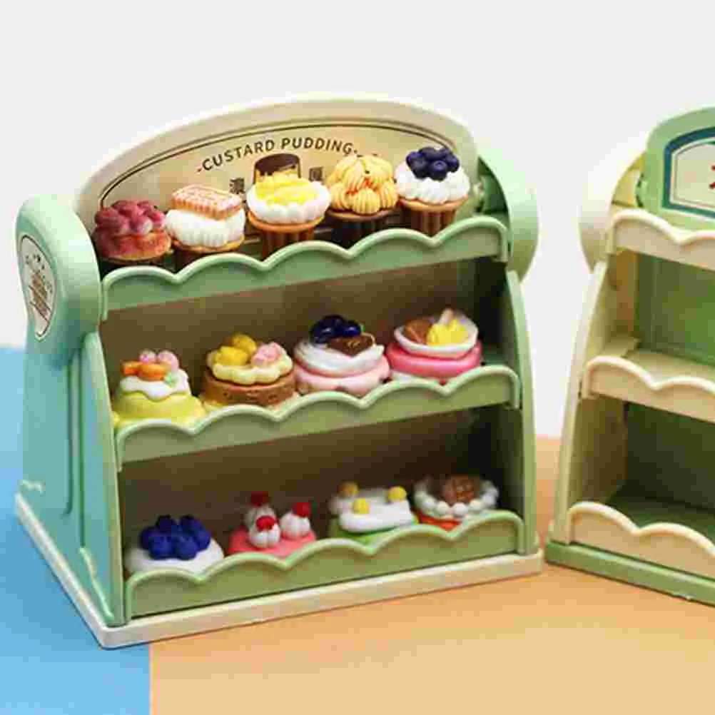 

2 Pcs Mini Shelf House Decor Stand Rack Miniature Model Toys Display Case Furniture