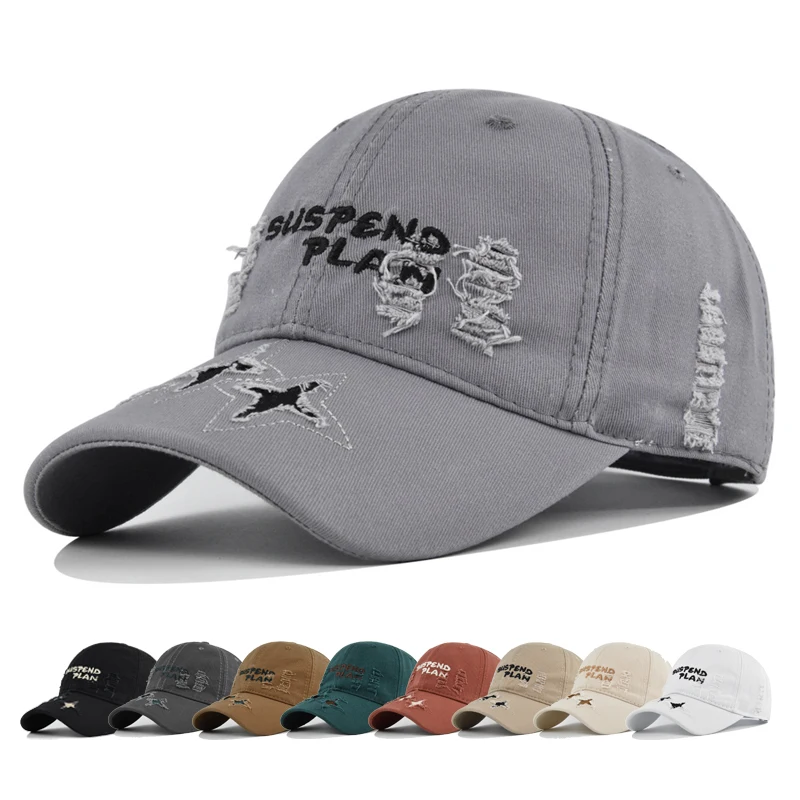 

Бейсболка в стиле ретро, индивидуальная Солнцезащитная шапка с буквенным принтом, с дырками, весна-осень, стирка водной глины, бейсболка, Кепка в стиле хип-хоп