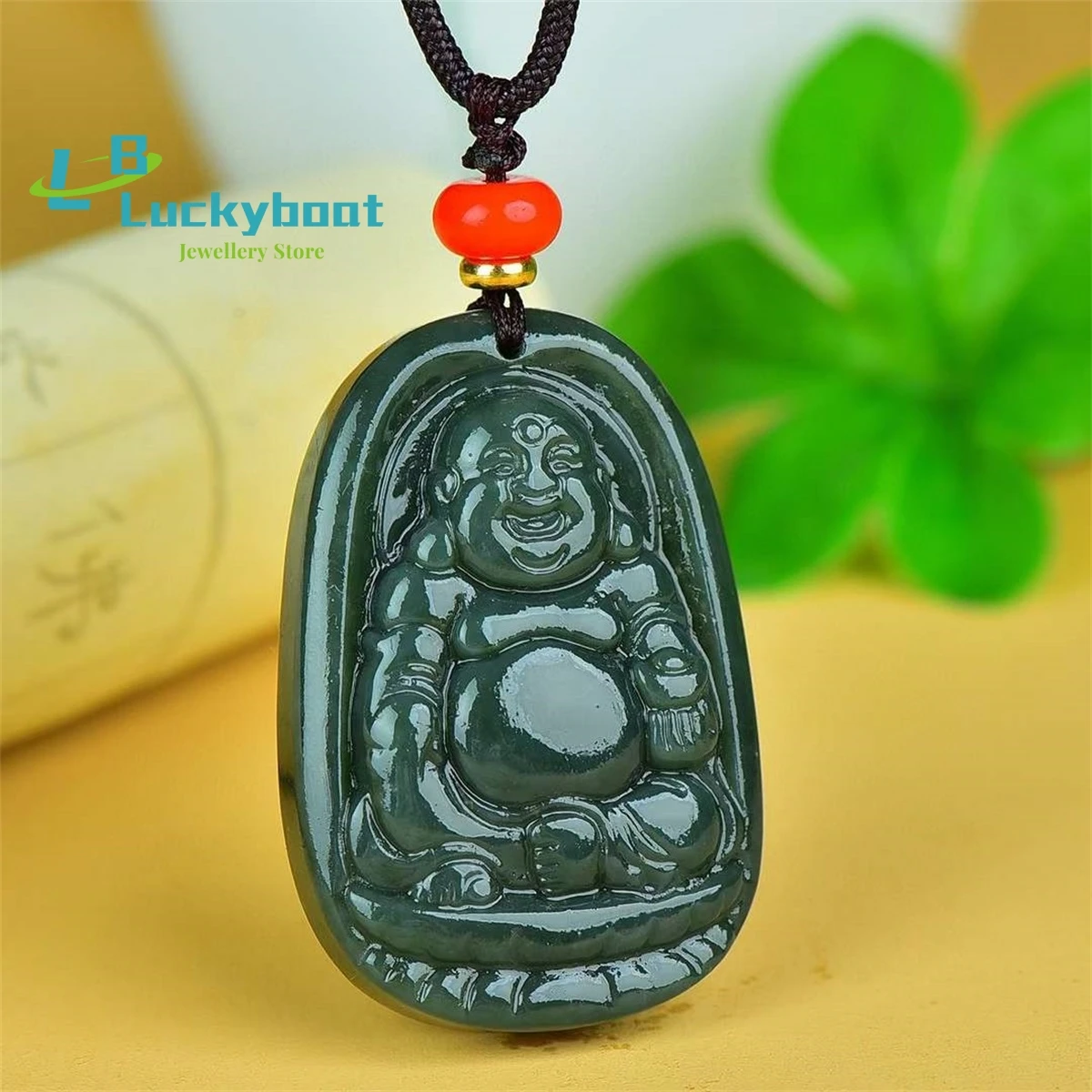 

Натуральная нефритовая подвеска Будды Maitreya со смайликом Hotan, простые Индивидуальные изысканные модные Универсальные подвески для мужчин и женщин