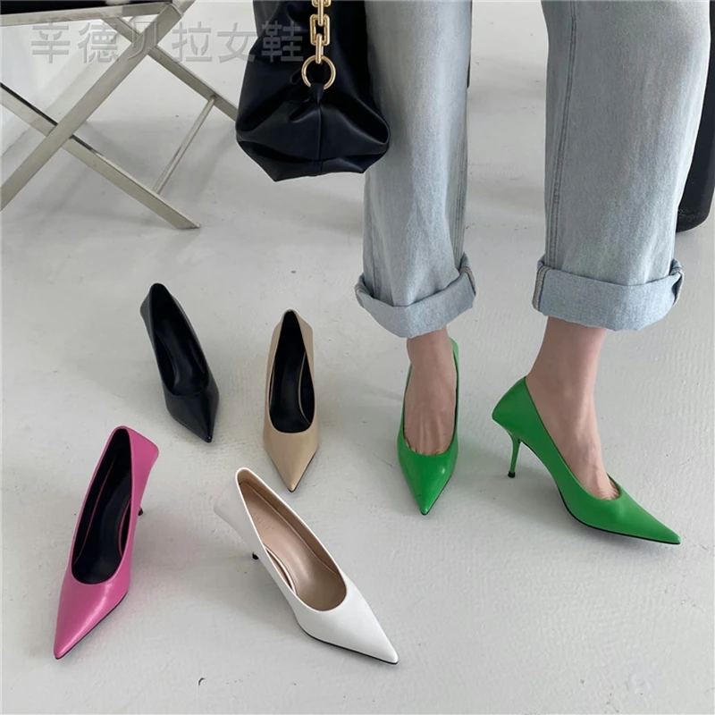 Womens Fashion Brand High Heels Luxury Pointy Shallow  Candy Color Party Wedding High Heels With Lnternet Celebrities