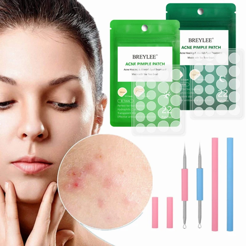 

22 Pcs Invisible Acne Patch Day&Night Facial Treatment Protect Pimple Remover Hydrocolloid Sticker Removal Blackhead Acne Needle