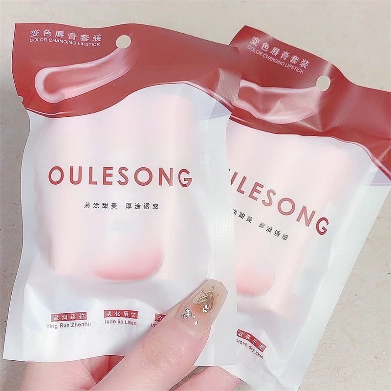 

Новинка 2023, бальзам для губ OULESONG, меняющий цвет, 3 упаковки, набор, прочная и устойчивая к падению губная помада с высоким цветом
