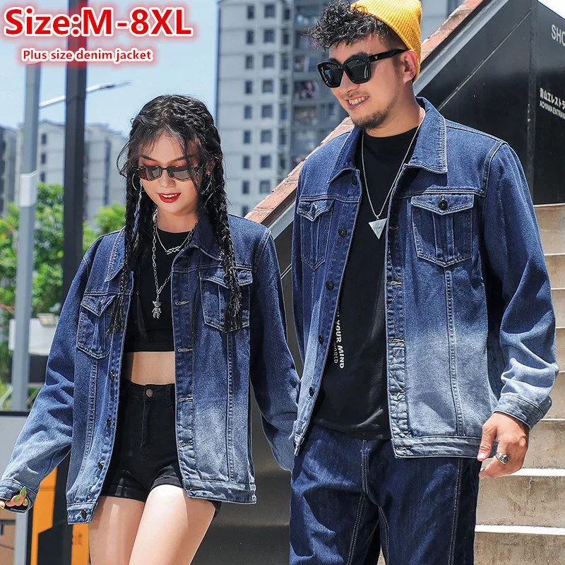 Джинсовая куртка для влюбленных мужская модель размеры 8XL 7XL 6XL мотоциклетное