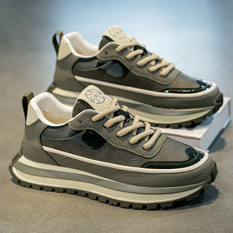 Men's Shoes in Autumn and Winter Low Top Thick Sole Height Increasing Dad's Fashionable Trendy Casual Sports