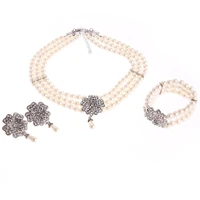 1920s women flapper dress cosplay accessories set gatsby charleston pearl necklace earings bracelet 3pcs set for wedding party