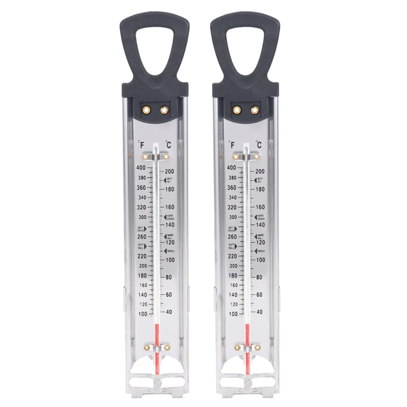 

2X Candy/Jelly/Deep Fry Thermometer, Stainless Steel, With Pot Clip Attachment And Quick Reference Temperature Guide