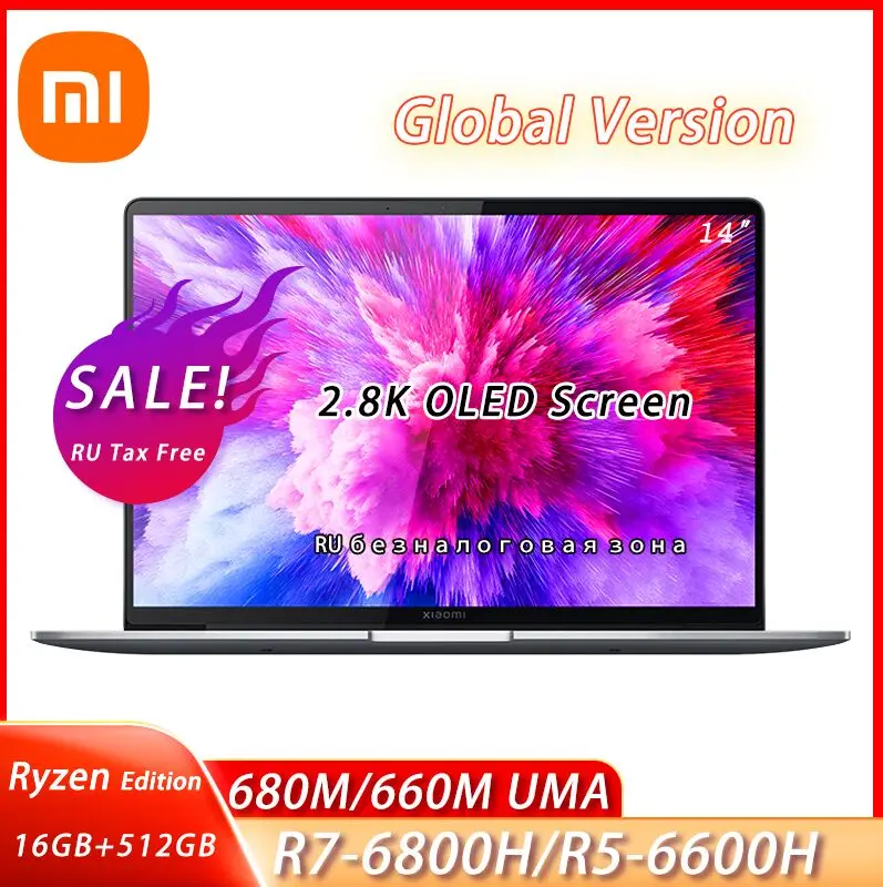 

Xiaomi Book Pro 14 Laptop 2022 Ryzen R5 6600H/R7 6800H AMD Radeon 680M/660M Graphics 14 inch 2.8K OLED 16GB+512GB Notebook PC