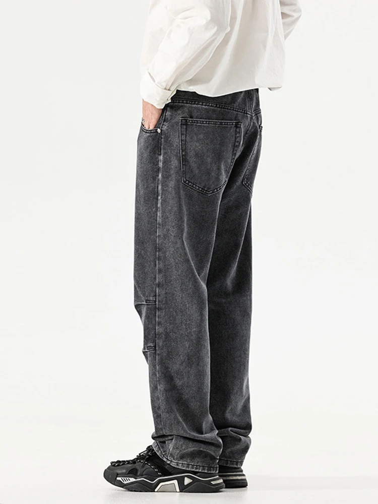 Vintage Cargo Pants Baggy Black Jeans Men Fashion 90s Streetwear Pockets Wide Leg Straight Y2k Denim Trousers Baggy Jeans