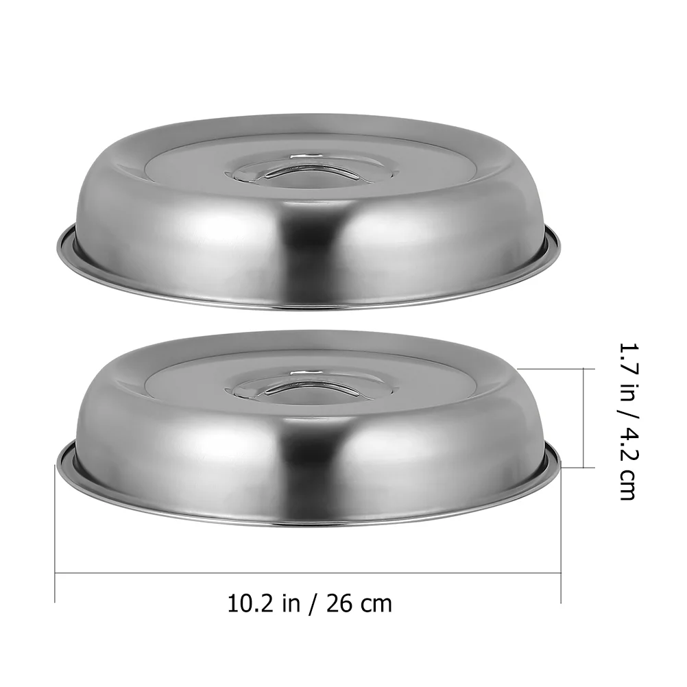 

2pcs Stainless Steel Food Cover Round Steak Hoods Butter Dish Cover Kitchen Tool