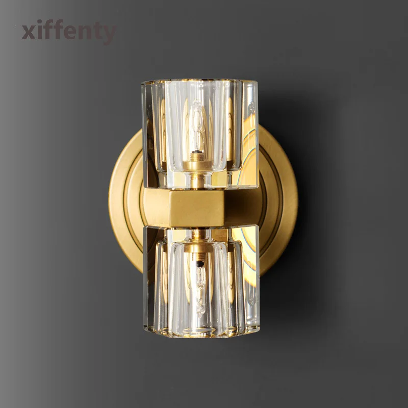 

Light Luxury Brass Crystal Small Wall Lamp TV Background Wall Modern Corridor Aisle Nordic Wall Decor Wall Lights for Home