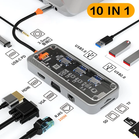 Док-станция CERASTES с USB Type C на HDMI, док-станция, концентратор USB, совместимый с USB-разветвитель для Macbook Pro Air M1 M2, ноутбуков и ПК