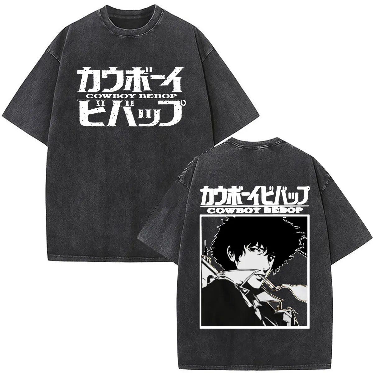 Фото Футболка с принтом Anime Cowboy Bebop Spike Spiegel, мужская одежда, повседневные модные топы, футболка оверсайз с короткими рукавами, уличная одежда №2