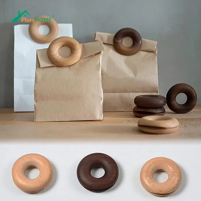 

Буковые пончики, черные орехи, деревянные герметичные щипцы, креативные зажимы для закусок из массива дерева, герметичные полоски для хранения чая на кухне