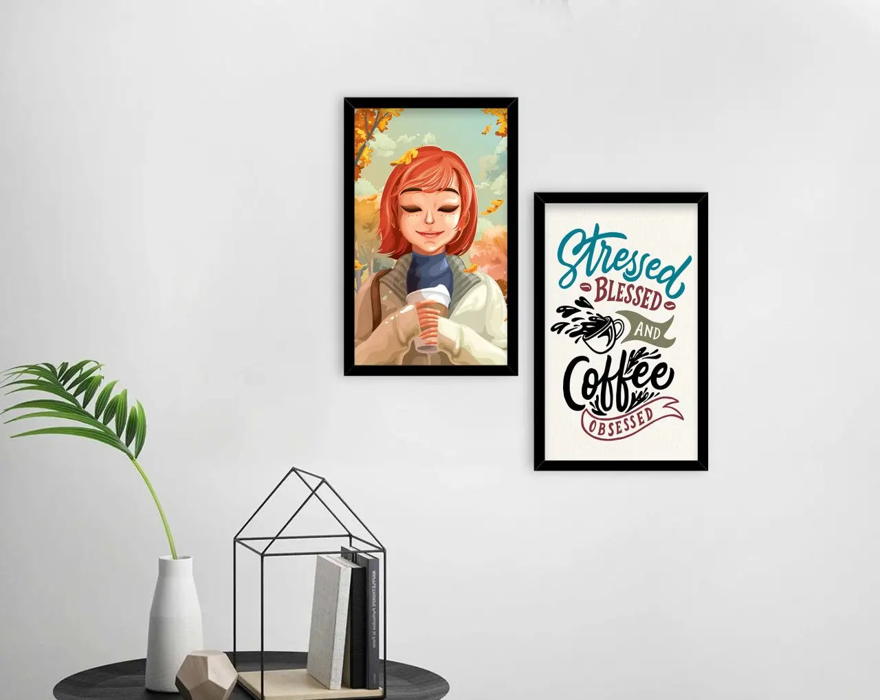 

BK Home Coffee Design Decorative 2'li Wood Black Framed Tablo-1