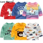 Хлопковая футболка унисекс, Осень-зима От 6 месяцев до 5 лет, футболки с короткими рукавами и героями мультфильмов для маленьких мальчиков и девочек, детская повседневная одежда, одежда с круглым вырезом