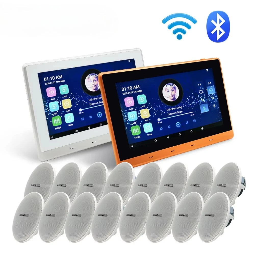 Многозонный 8-канальный сенсорный экран, Wi-Fi, Bluetooth, умная домашняя музыкальная система, настенный усилитель для домашнего кинотеатра с 16-никочастотным потолочным динамиком (art.: 3920cfa1e90ce) - 3920cfa1e90ce