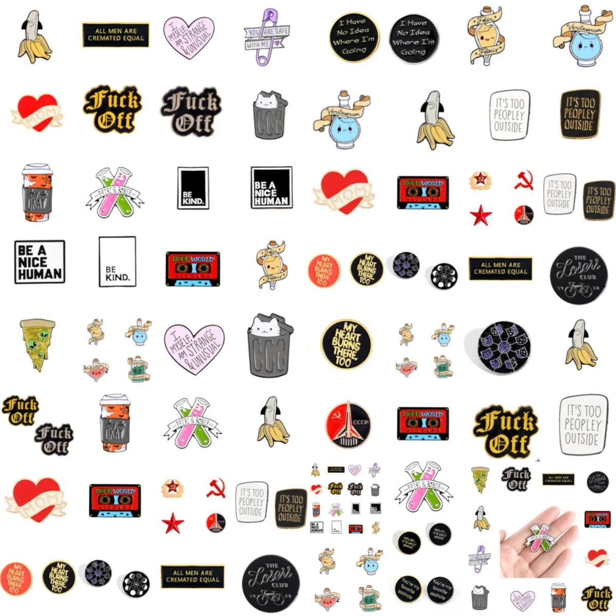 

Fashion Brooch Creative Enamel Pin Cartoon Test Tube Brooch Its Too People Outside Funny Sentence Badges