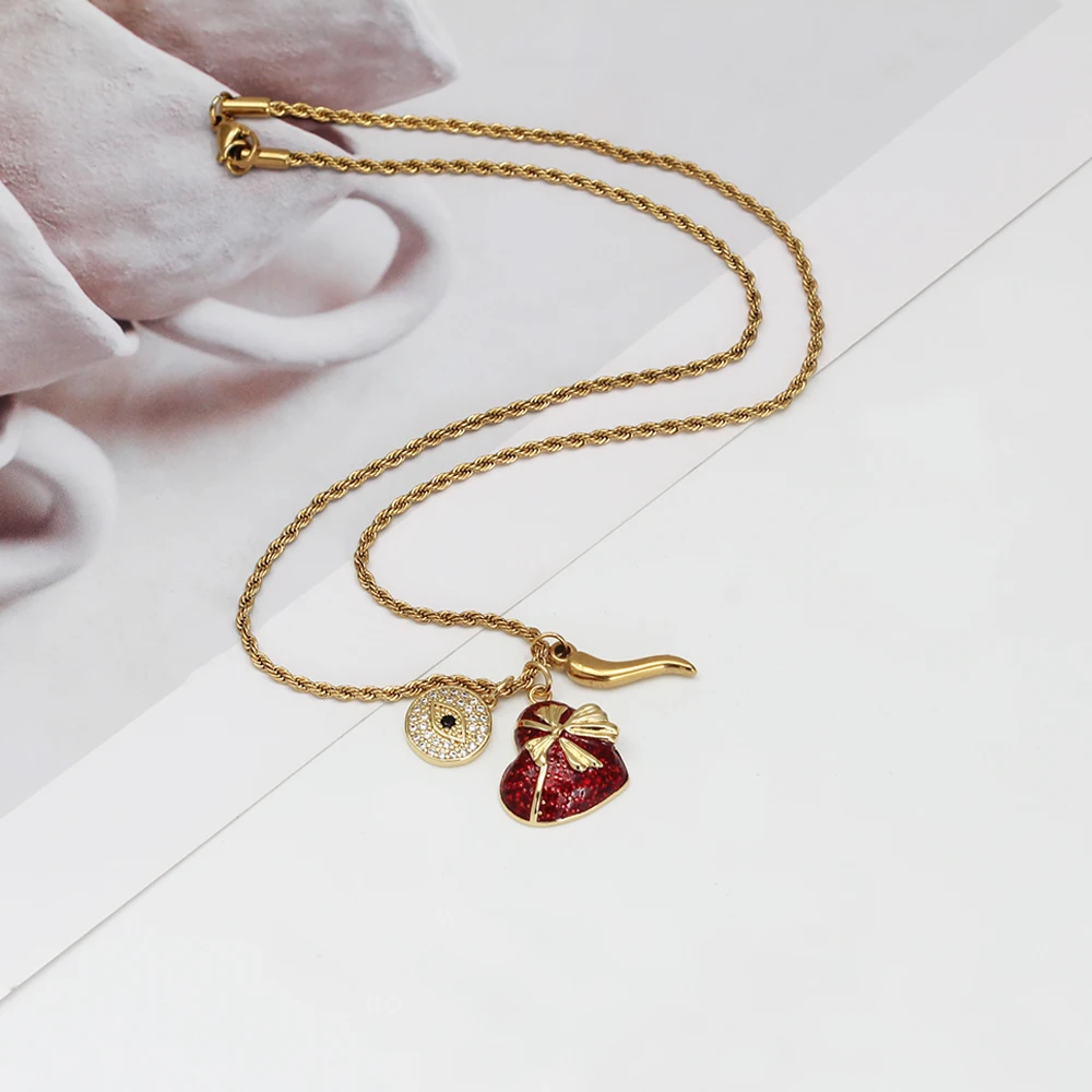 EVIL EYE металлическая веревочная цепочка ожерелье сердце перец луна турецкое с