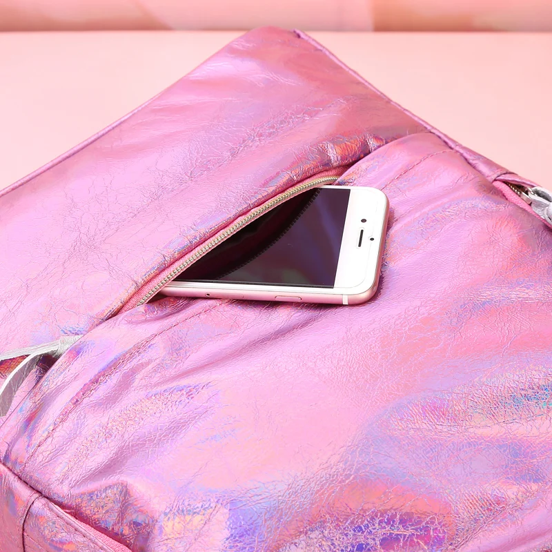 Children Backpacks Fashion  Holographic Reflection PU School Backpack Lovely Large Capacity Casual  Girl Shoulder Bag for Travel