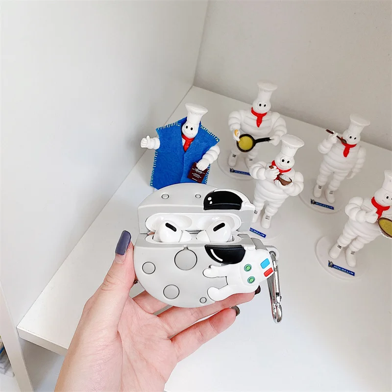 

3D Луна астронавт чехол для наушников чехол для Airpods 2 Pro беспроводные наушники защита космонавта для AirPods Pro Чехол для зарядки