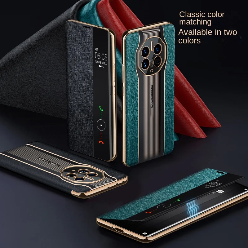

Applicable to Huawei mate 50/50pro high-end leather magnetic absorption intelligent sleep mate 50Rs mobile phone protective case
