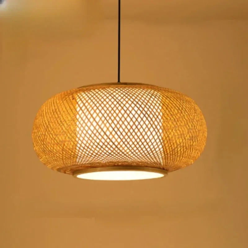 Подвесная люстра с бамбуковым плетением 40 см E27