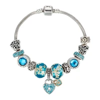 original hot simple blue glaze bead bracelet fashion popular charm retro hollow heart bracelet women jewelry valentine day gift